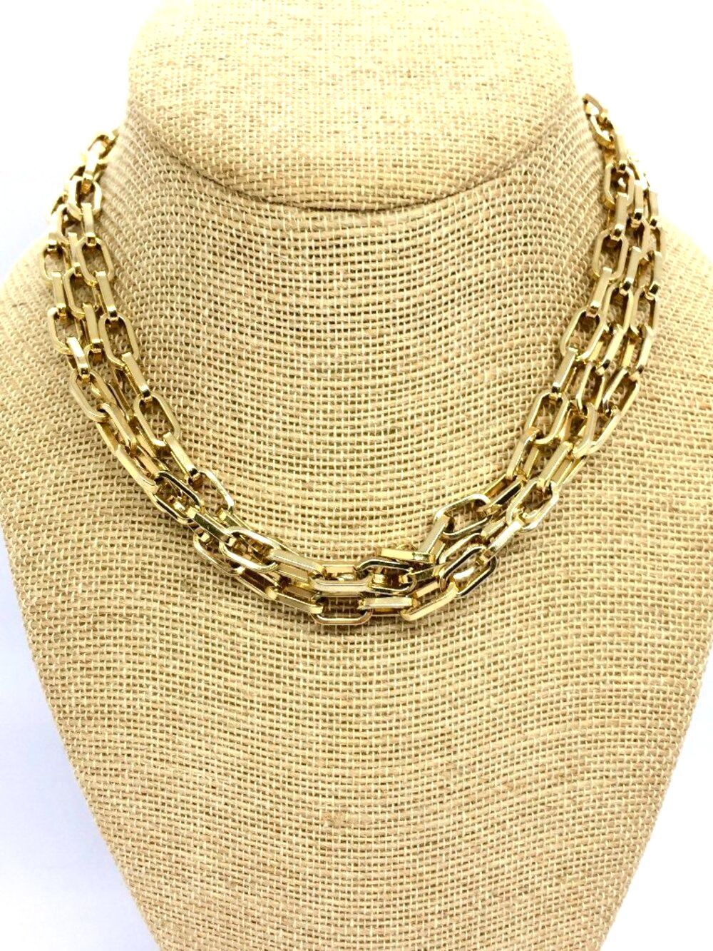 Vintage Napier Necklace Gold Tone Layered Multi Chain Link Collar Choker